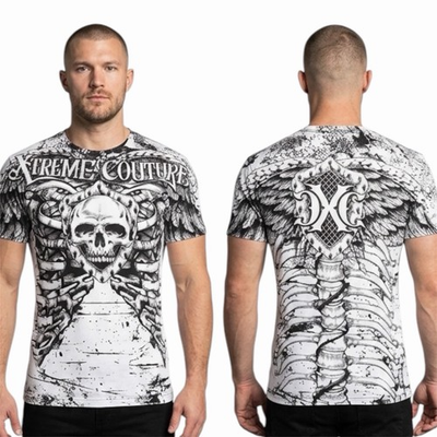 #ad XTREME COUTURE by AFFLICTION White ANATOMY Short Sleeve Slim Fit Y2K T shirt NWT $17.99