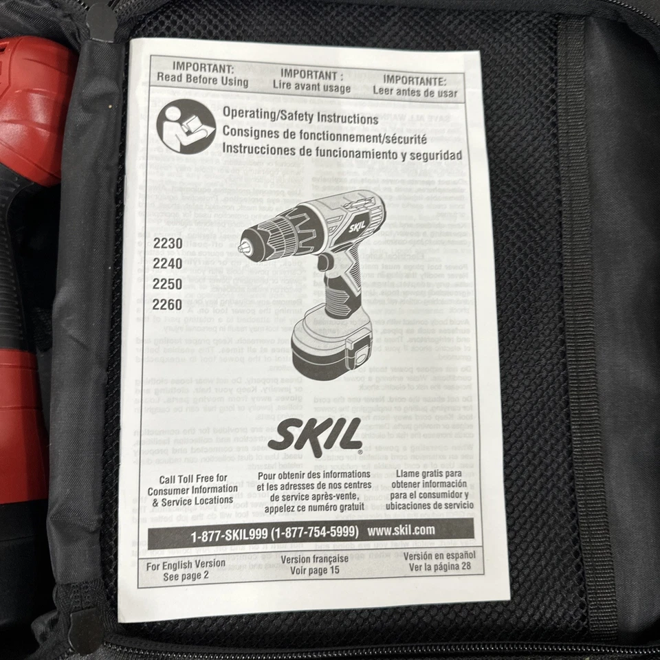 Skil 12v Variable Speed Drill w/Battery Model: 2240 New With Manual & Case - Image 3 of 4