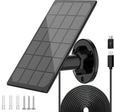 Solar Panel for Outdoor Camera, IP66 Waterproof Solar Charger, Continuous Solar 