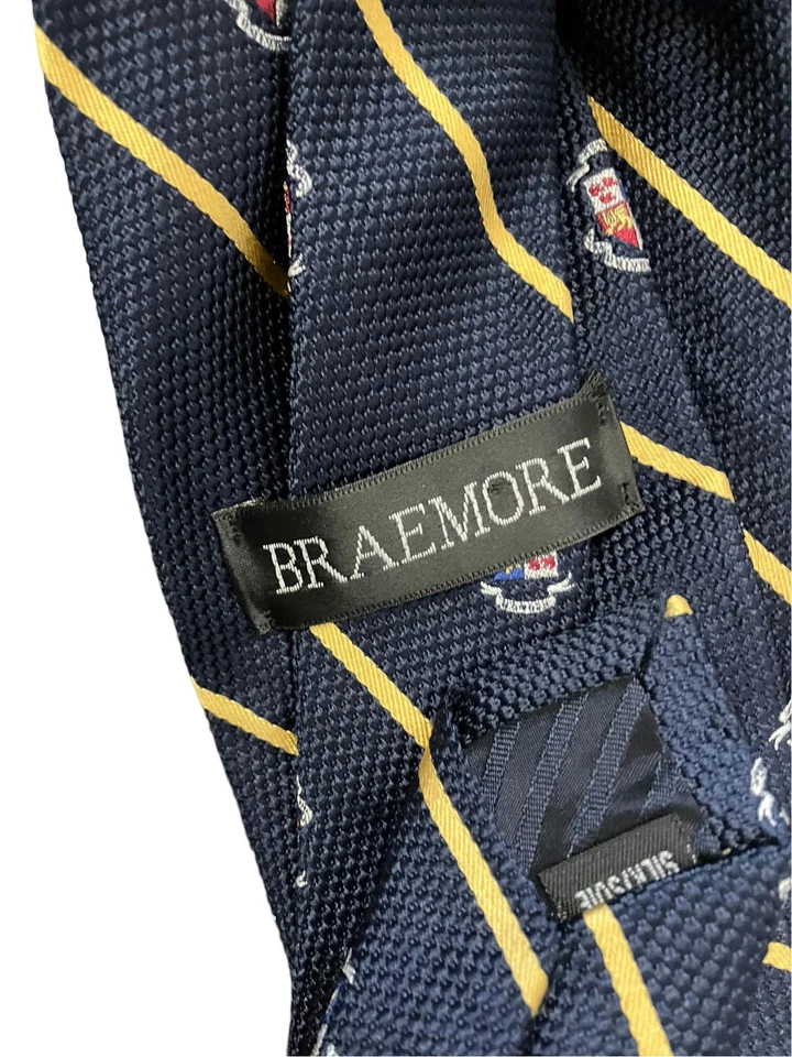 Corbata Braemore de seda azul universidad académica canadiense de colección Foto 2 de 2