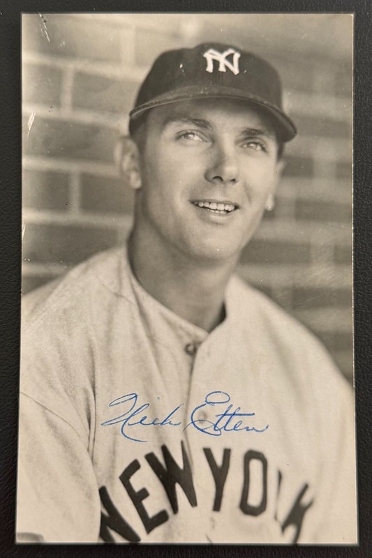 NICK ETTEN Autographed Signed Postcard Photo Champion 1943 Yankees Died 1990