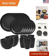 24 Piece Plates and Bowls Sets for 6, Unbreakable Dinnerware Sets, Dish Set f...