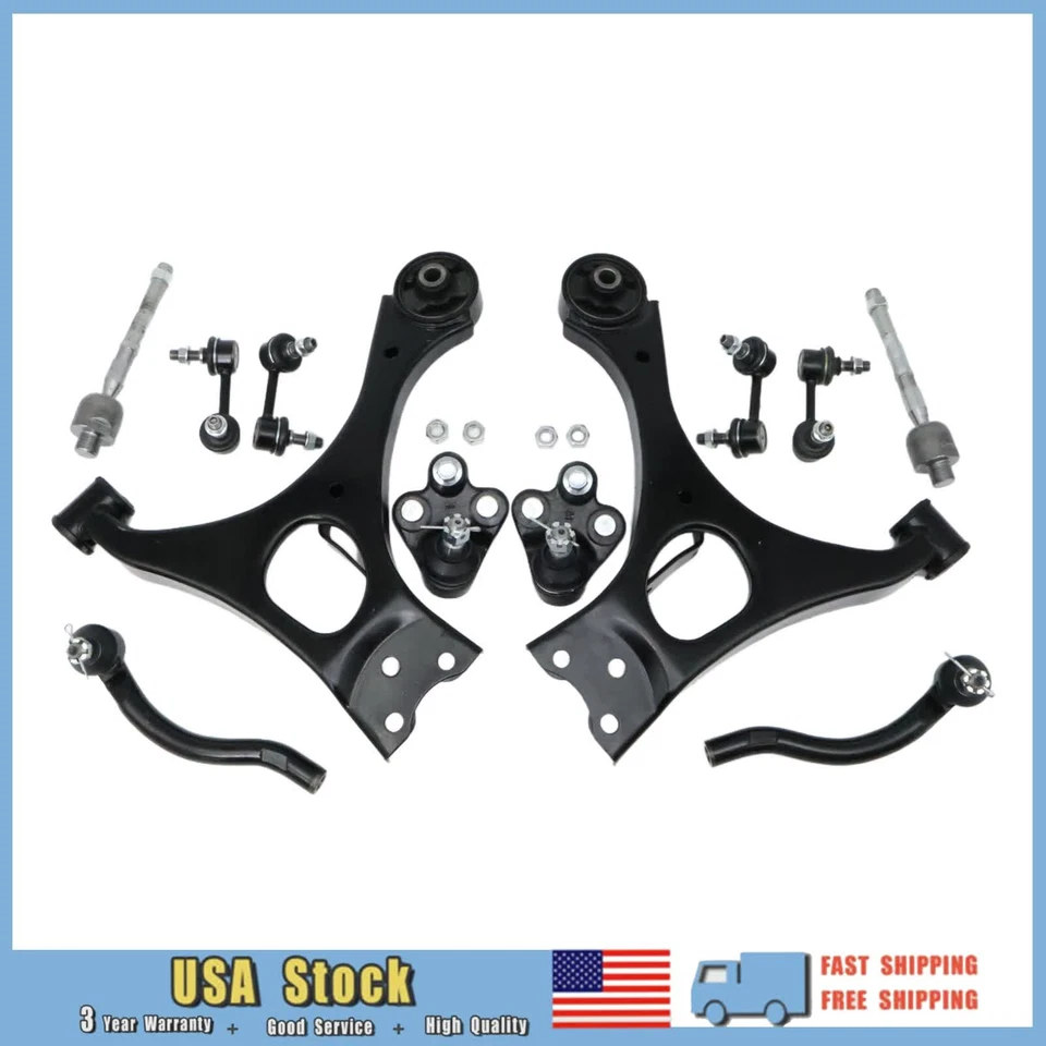 For 2006-2011 Honda Civic SI 12Pcs Front Lower Control Arms Ball Joints Tie Rods - Image 4 of 4