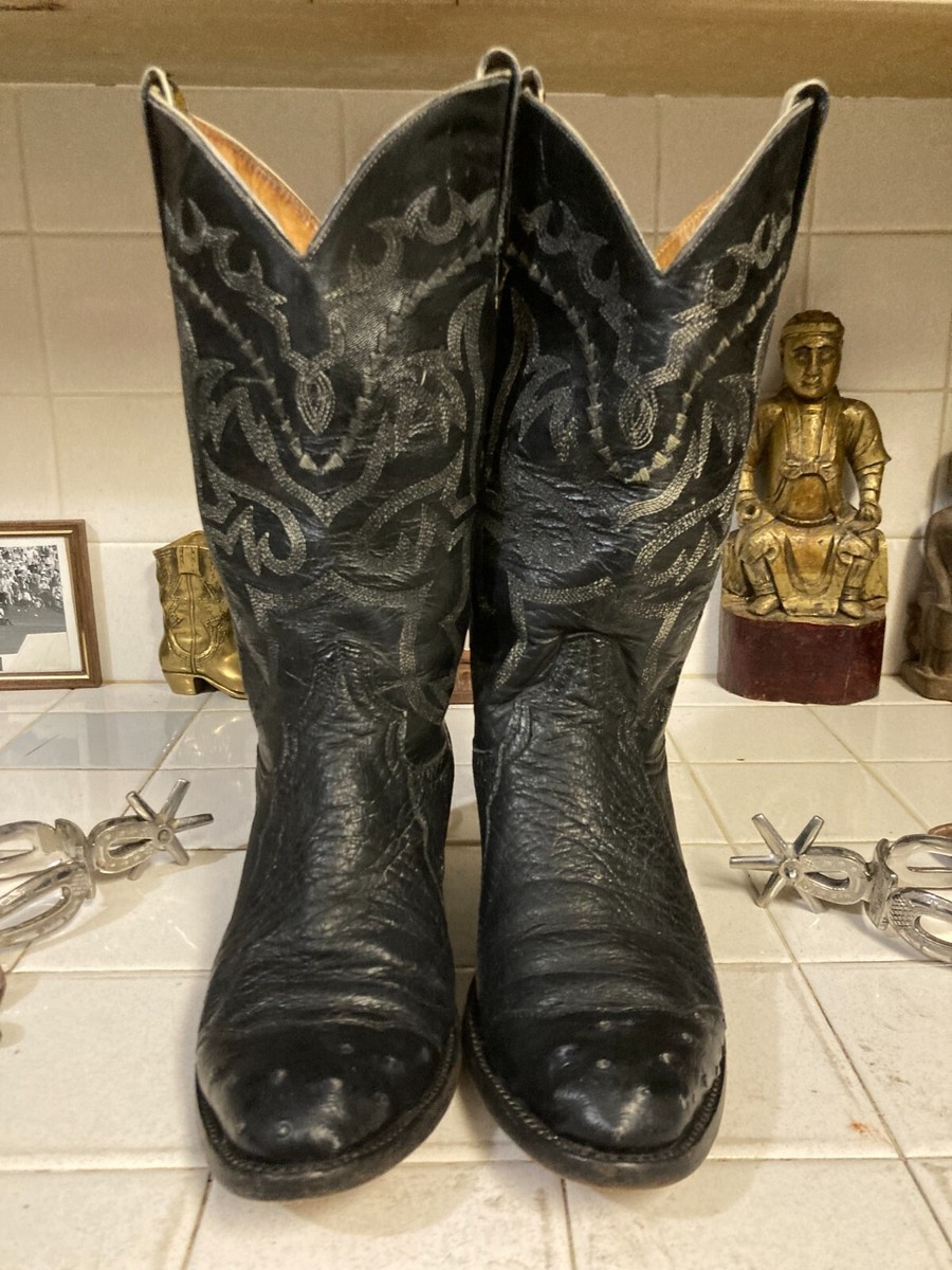 BLACK OSTRICH VINTAGE CUSTOM MADE WESTERN COWBOY RANCH BOSS 