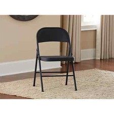 Steel Folding Chair 4 Pack Black Seating Party Outdoor Indoor Gathering Durable