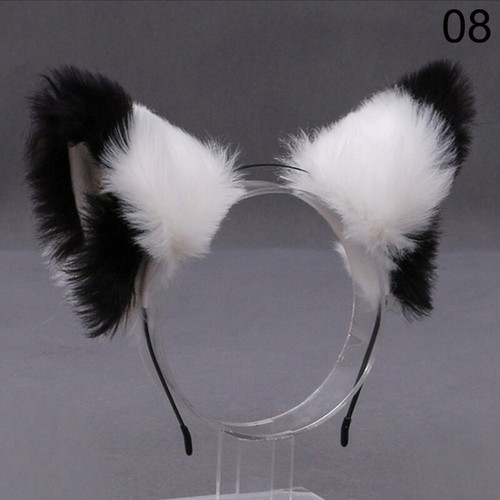 Cute Faux Plush Fluffy Cat Ears Hair Hoop Hairband Head Band Headwear Party - Picture 10 of 35