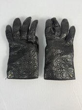 Coach Sz 6.5 Signature Black Soft Leather Cashmere Gloves Womens
