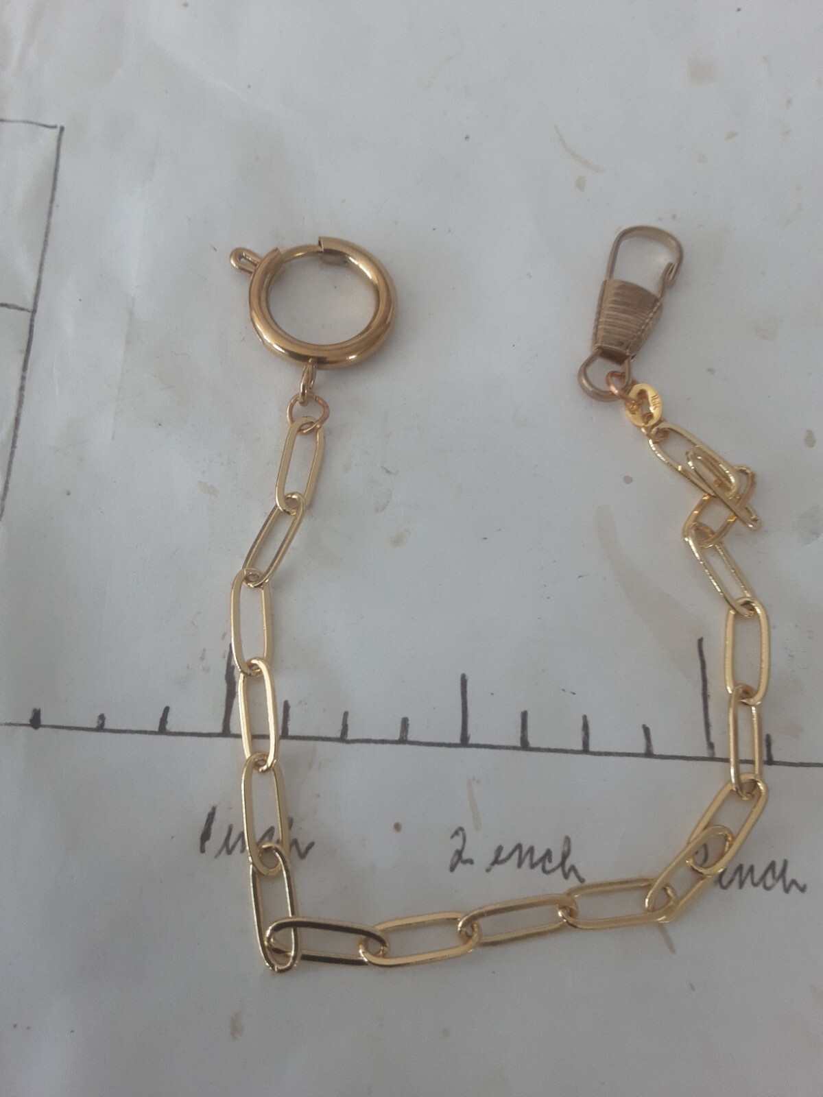 Antique 18k gold filled pocket watch chain 9in stamped used as shown