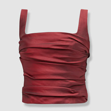  588 Rozie Corsets Women's Red Satin Draped "Taffeta" Corset Top Size FR42 /US10