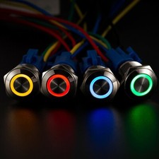 Pratical Push Button Switch Switch 12V-24V Latching On Off Waterproof 19mm