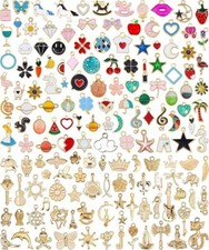 160Pcs Charms for Jewelry Making Wholesale Bulk Lots Assorted Gold-Plated Enamel