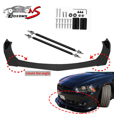 4PCS Front Bumper Lip Side Spoiler Splitter Chin Body Kit w/ Support