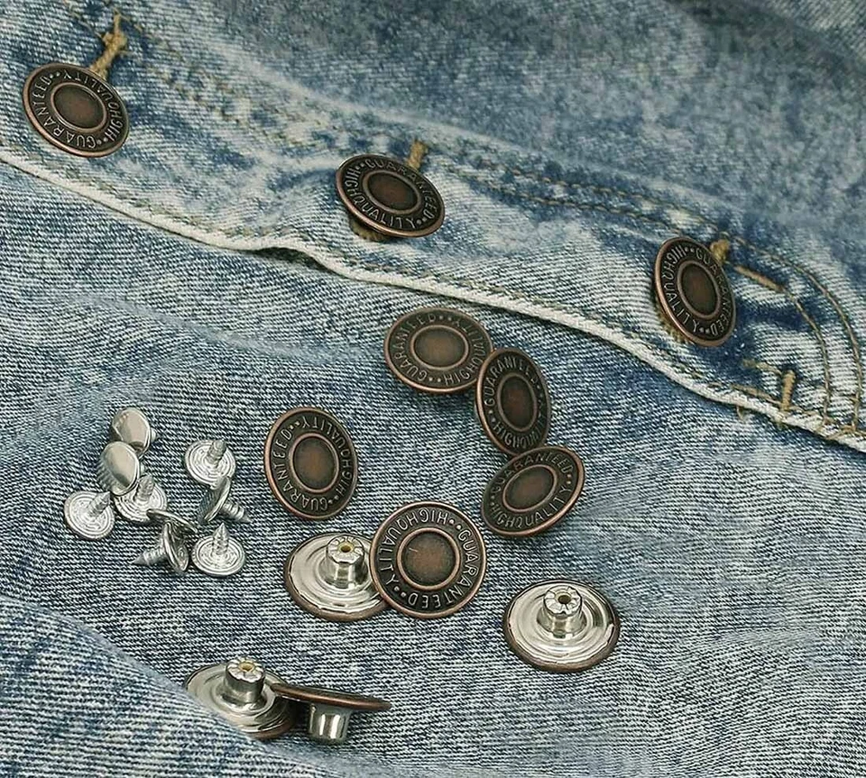 0.79in (20mm) No-Sew Replacement Jean Tack Buttons w/ Free Setter Tool 12 CT. - Image 3 of 4