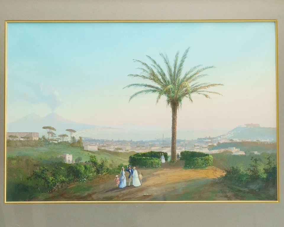 Gioacchino La Pira - Capodimonte Gouache Neoclassical Italian Painting of Naples - Image 4 of 4
