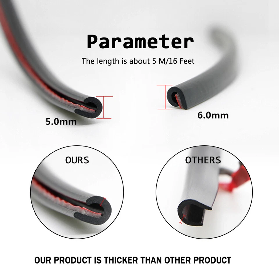 16英尺汽车门边保护装饰保护成型橡胶密封条划痕 — 第 3/4 张图片