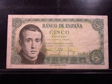 Spain 5 Pesetas 1951 Banco de España World Currency Banknotes Money h7563