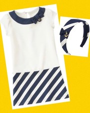 NWT Girls 4 Gymboree  CAPE COD CUTIE  Ivory COTTON  NAUTICAL DRESS  HEADBAND
