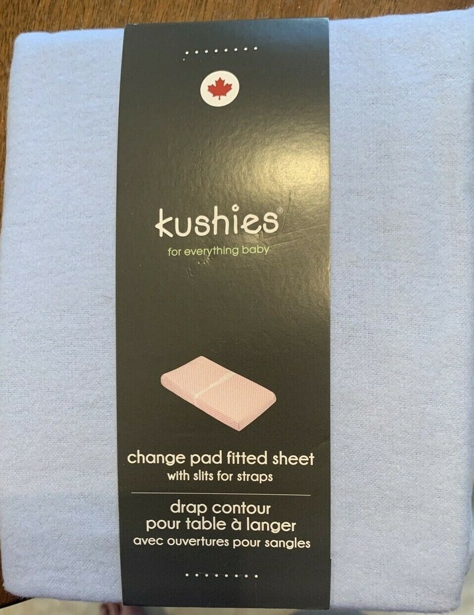 Kushies Cotton Flannel Changing Pad Fitted Sheet blue 17x33