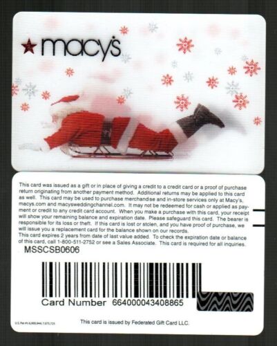 MACY'S Santa on Sled 2006 Lenticular Gift Card ( $0 ) V5 - Afbeelding 1 van 1