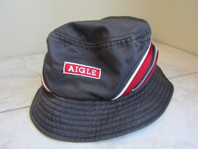 AIGLE Men's Sun Fishing Gray/Red Bucket Hat Size L