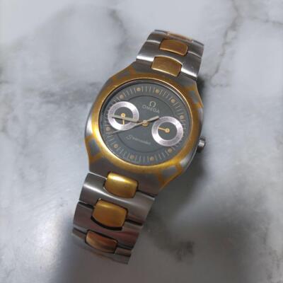 Omega Seamaster Vintage Polaris 18K Gray Silver Gold Quartz Mens