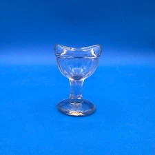 Antique Glass Eye Wash Cup Clear 8 Paneled Marked G Optical Medical 2 1/4"