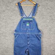 Liberty Overalls Mens 40x30 Blue Denim Bib Green Accents Workwear