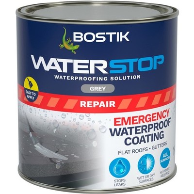 Bostik WATERSTOP wasserdichte Beschichtung 1kg grau Notfall Dach & Dachrinne Reparatur