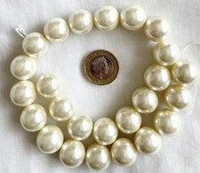 Ivory Colour Shell Pearl Plain Rounds Approx 16mm. Bought From Jewellery Maker 