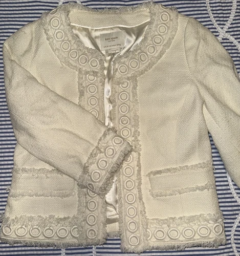 Giacca blazer lana Kate Spade 6 cappotto top panna