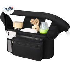 Universal Stroller Organizer with Insulated Cup Holder Detachable Phone Bag and