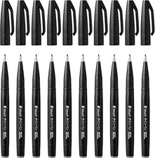 Pentel SES15C-A Fude Touch Sign Pen 10 pcs Black Maode in Japan new