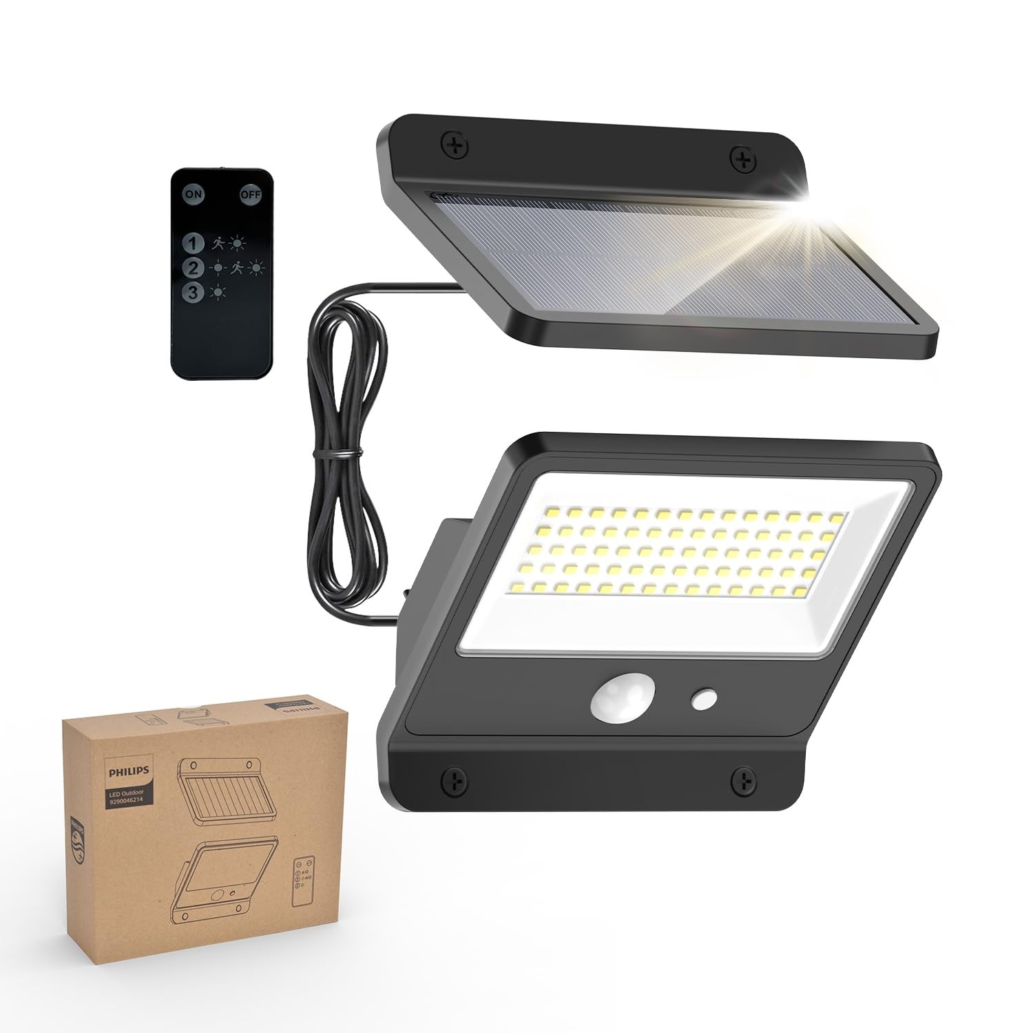 Philips Lampada di sicurezza solare da esterno LED 6500K, proiettore murale impe