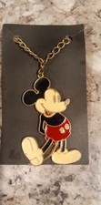 VINTAGE WALT DISNEY PRODUCTION ENAMEL MICKEY MOUSE PENDANT NECKLACE CHAIN