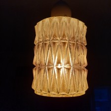 Vintage 60S 70S Hobnail Bark Glass Shade MCM Light Pendant 