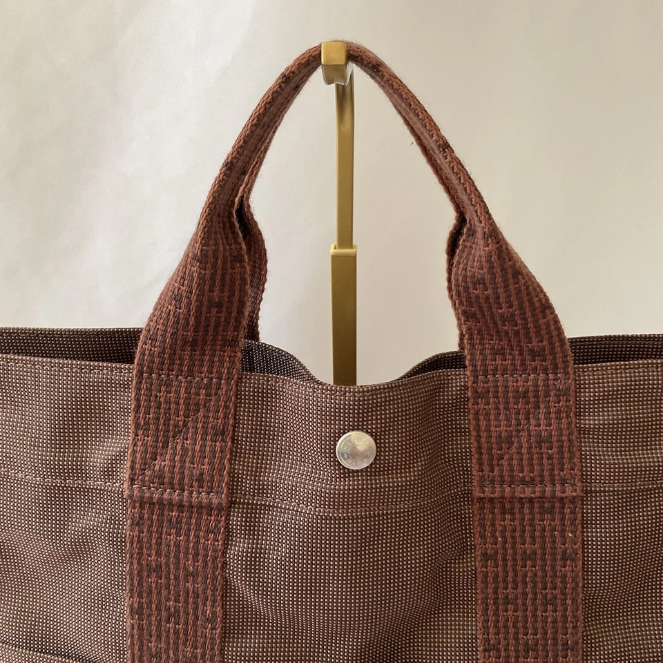 Hermes Bolso de Mano Air Line Tote MM Marrón Lona Usado Bolso de Mano para Hombre y Mujer Foto 2 de 4
