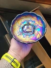Super Blue Northwood Carnival Glass Peacock & Urn Small Ice Cream Bowl
