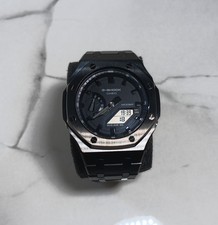 G-Shock Casio Custom Bracelet acier noir brillant et montre noir