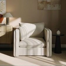 Cream Linen Look Armchair - Lorelai  LRA004