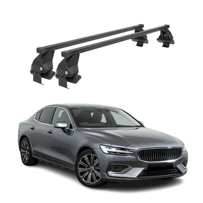 Menabo Dachträger Grundtäger für Volvo S60 II 2019-2024 50kg Stahl Schwarz 2 tlg