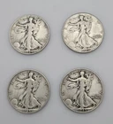 Walking Liberty Silver Half Dollar Lot of 4 - 1939D, 1942, 1943, 1945S