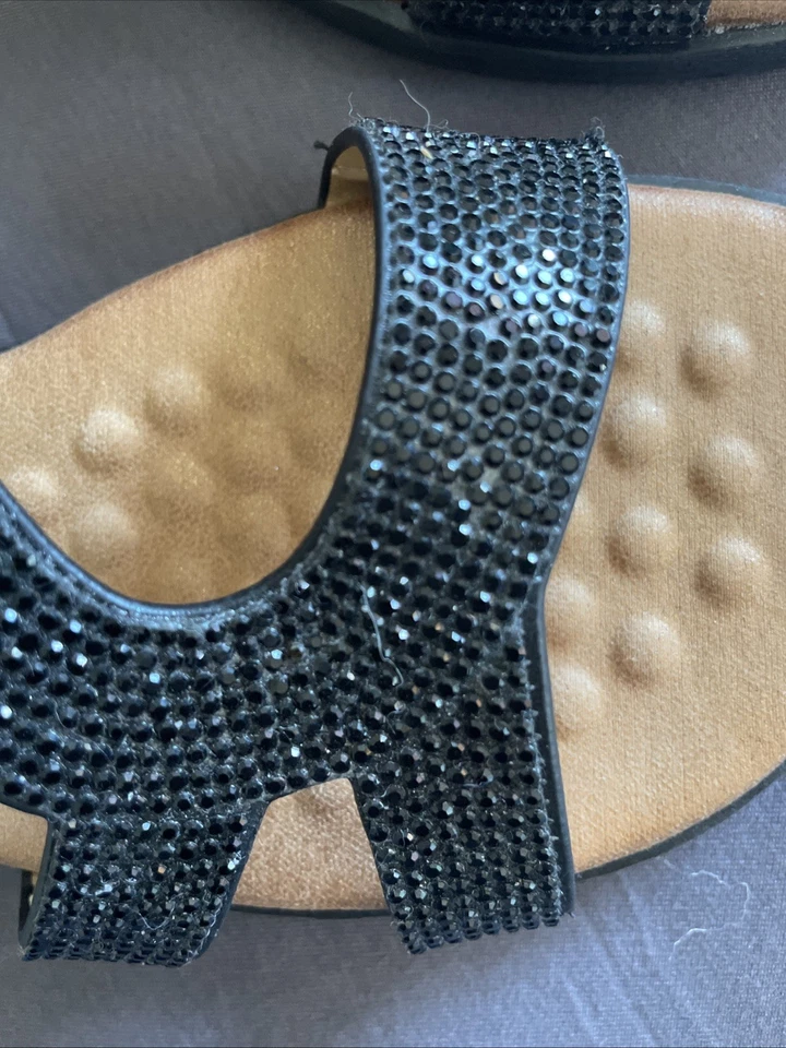 Patrizia by Spring Step Black rhinestone Strappy Sandals Women Sz 7 - Image 3 of 4