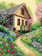 Needlepoint canvas for halfstitch without yarn Spring is Here 3575J