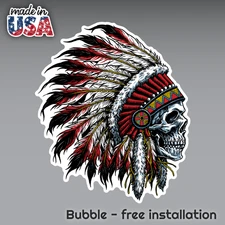 INDIAN CHIEF SKULL LOGO VINYL 3M USA MADE DECAL STICKER TRUCK WINDOW BUMPER WALL