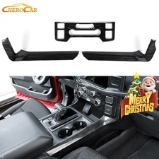 Black Wood Center Control Panel Cover & Gear Side Tirm Overlay for Ford F150 21+