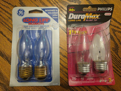 4 x GE & PHILIPS 40w 2x- Flame Tip, 2x- BLUNT TIP Light Bulbs CD2 ...