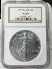 1991 $1 American Eagle 1 oz Silver NGC MS69 Coin