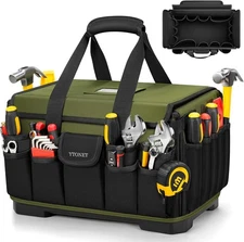 Heavy Duty Tool Bag 16-Inch, 46 Pockets Electrician Tool Bag Hard Bottom