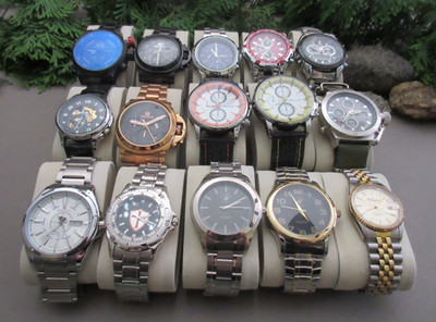 Men's Watch Lot of 15 Weide/Megir/Curren/Dufonte & More Non-Working Parts/Repair