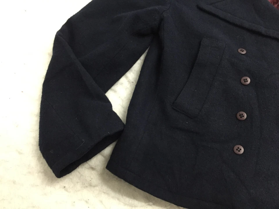 G.H. Bass & Co. Wool Jacket Mens S Small Black Lined Shoulder Pads Button Up - Image 4 of 4